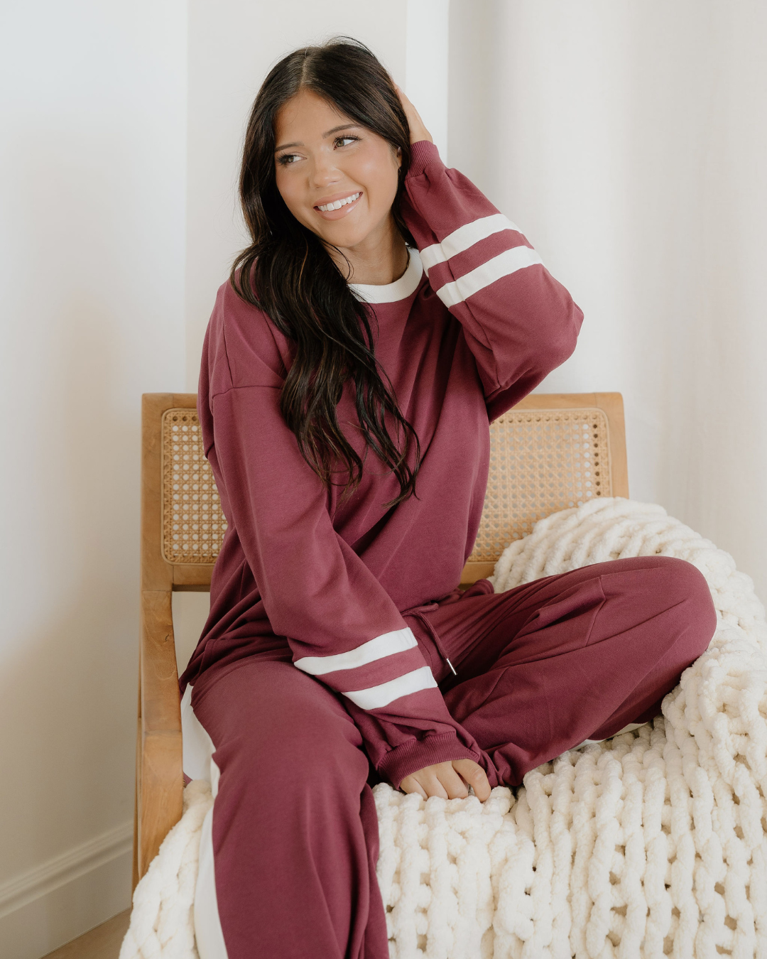 Jordyn Varsity Pullover Drawstring Wide Leg Pant Set