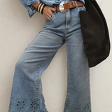 PREORDER Juniper Embroidered Cropped Wide Leg High Waist Jeans | Dropship