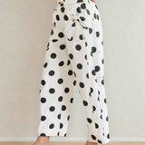 Polka Dot Print Bow Detail Pocketed Jeans