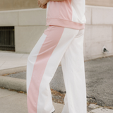 Naylani Color Block Patchwork Tee Drawstring Loose Pant Set