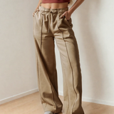 Aubrey Exposed Seam Drawstring High Waist Wide Leg Pants | Dropship