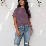 Harlow Plain Corded Mock Neck T Shirt