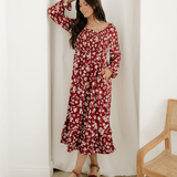 Lydia Sleeve Square Neck Smocked Maxi Dress