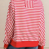 Annie Exposed Seam Drop Shoulder Long Sleeve Top - Red