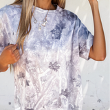 Drew Camouflage Woodland Print Drop Shoulder Tunic Tee - Gray