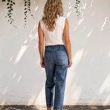 Ellis Exposed Stitching Straight Jeans