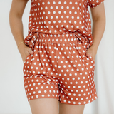 Paityn Polka Dot Print Short Set - Caramel