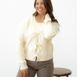 Corinne Bowknot Knit Cropped Cardigan | Dropship