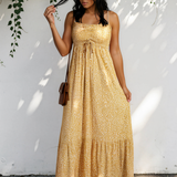 Bea Smocked High Waist Floral Maxi Dress
