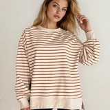 Celeste Stripe Ribbed Band Seam Detail Baggy Sweatshirt
