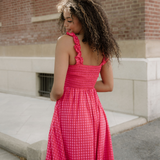 Raya Plaid Square Neck Fit-and-flared Vacation Sundress