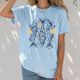 Lemon Fishes Printed Loose T Shirt