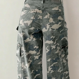 Peyton Camo Multi Pocket Cargo Wide Leg Jeans | Dropship