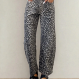 Naeve Leopard Print High Waist Barrel Jeans