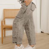 Shiloh Acid Wash Tie Waist Denim Pants