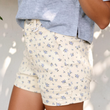 Delany Floral Casual Cute Denim Shorts