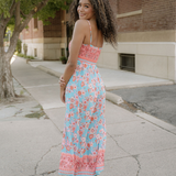 Hattie Bohemian Ethnic Print Spaghetti Straps Vacation Maxi Dress