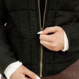 Georgie Zip-Up Pocket Quilted Jacket - Black