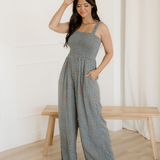 Angelica Square Neckline Stretch High Waist Jumper - Blue Floral