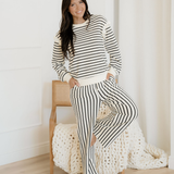 Talia Ruffle Trim Drop Shoulder Top Drawstring Loose Pant Set