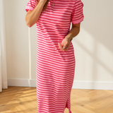 Harper Scalloped Trim Side Slit T-Shirt Dress