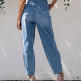 Fallon Medium Wash Cuffed Barrel Jeans