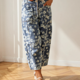 Lucy Dainty Floral Printed Drawstring Barrel Jeans
