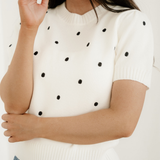 River Polka Dot Bubble Short Sleeve Sweater