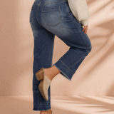 Charlie Chic Seam Detail Raw Hem Ankle Length Jeans