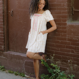 Birdie Ribbon Bow Lace Trim Square Neck Mini Dress