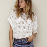 PREORDER Noah Hollow Out Knit Round Neck Dolman Sweater | Dropship