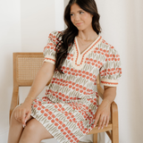 Malia Tulip Floral Print Cotton Puff Short Sleeve Mini Dress