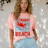 CRABBY BEACH Striped Print Casual T Shirt