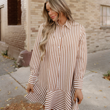 Dallas Ruffled Hem Collared Long Sleeve Shirt Mini Dress