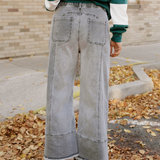 Beau Raw Hem Wide Leg Denim Pants