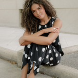Paris Polka Dot Print Pleated Round Neck Tank Wide Leg Two-Piece Outfit