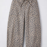 PREORDER Athena Leopard Print Drawstring Waist Pocketed Wide Leg Jeans | Dropship