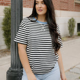 Striped Boyfriend Tee - Black