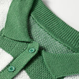 V Neck Checkered Sweater - Green
