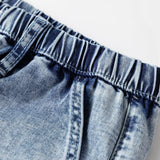 Celestine Acid Wash Exposed Seam Drawstring Elastic Waist Barrel Jeans