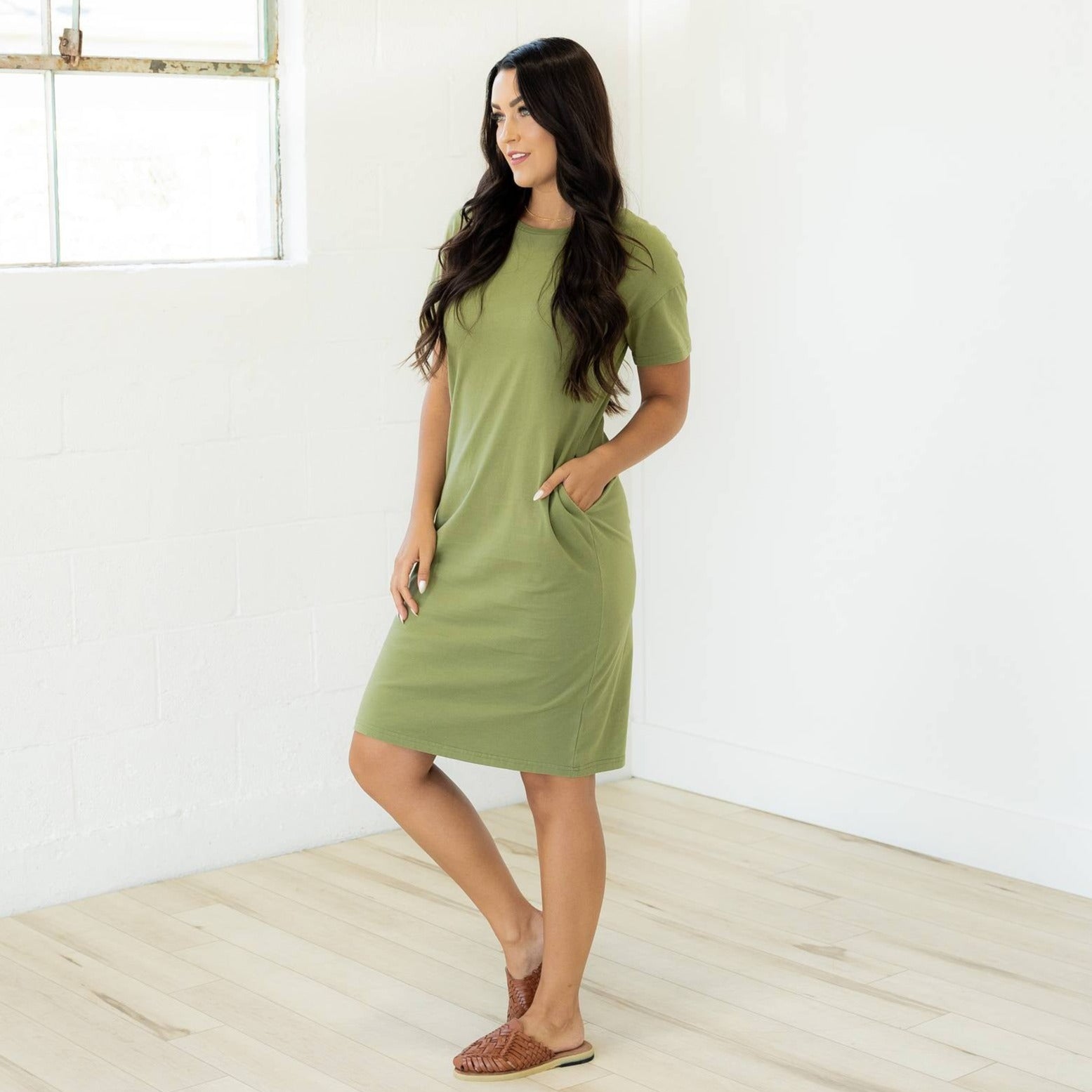 Ash Tee Shirt Dress - Basil 2XL | Indie & Co | Conservative Women's Boutique Fashion Ash Tee Shirt Dress - Basil 2XL | Indie & Co | Conservative Women's Boutique Fashion