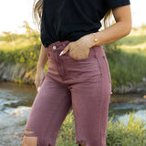 Channing Cropped Flare Jeans - Sangria - Vervet