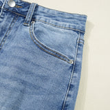 Kendall Distressed Hem Denim Midi Skirt - Light Wash