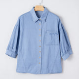 Blake Washed Drop Shoulder Bracelet Sleeve Chambray Shirt
