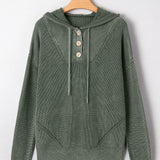 Maeve Mineral Wash Ribbed Knit Drawstring Hooded Sweater | Dropship