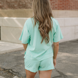 Jess Raw Edge Patch Pocket Oversized Top and Shorts Set