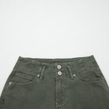 Brooke 2-Button High Waist Flared Bottom Jeans - Olive