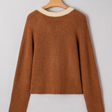 Ember Contrast Color V Neckline Knit Cardigan