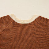 Ember Contrast Color V Neckline Knit Cardigan