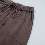 Jess Mineral Wash Seam Detail Flare Leg Drawstring Pants